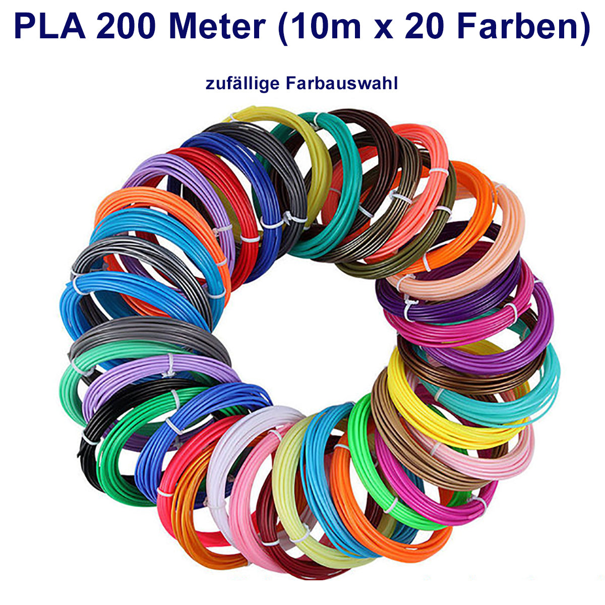TPFNet PLA Filament für 3D Drucker-Stift - verschiedene Sets - zufällige Farben - 200m (10M x 20 zufällige Farben) von TPFNet