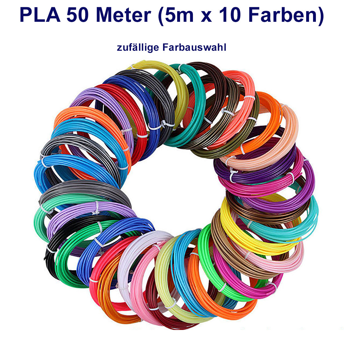 TPFNet PLA Filament für 3D Drucker-Stift - verschiedene Sets - zufällige Farben - 50m (5M x 10 zufällige Farben) von TPFNet