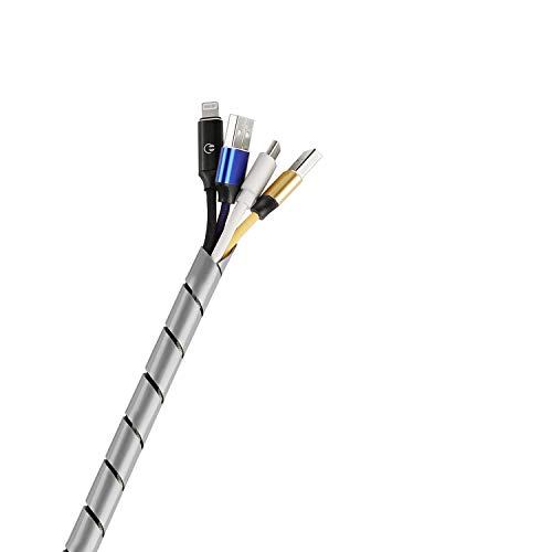 TPFNet Spiral Kabelschlauch 4-50mm Durchmesser, Kabel Organizer, Kabel verstecken, Kabel Kanal, Kabelkanal Schutz Kabelhülle, Kabelschutzschlauch Silber, 10m von TPFNet
