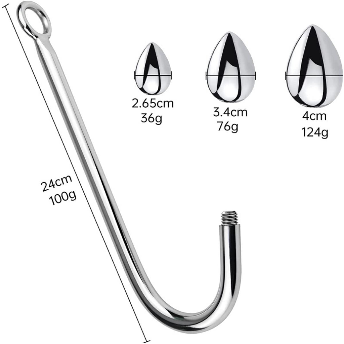 TPFSecret Analhaken aus Edelstahl Metall - Größe Small - Large - 1x Set aus Haken und 3 Kugeln TPFSecret Analhaken aus Edelstahl Metall - Größe Small - Large - 1x Set aus Haken und 3 Kugeln von TPFSecret