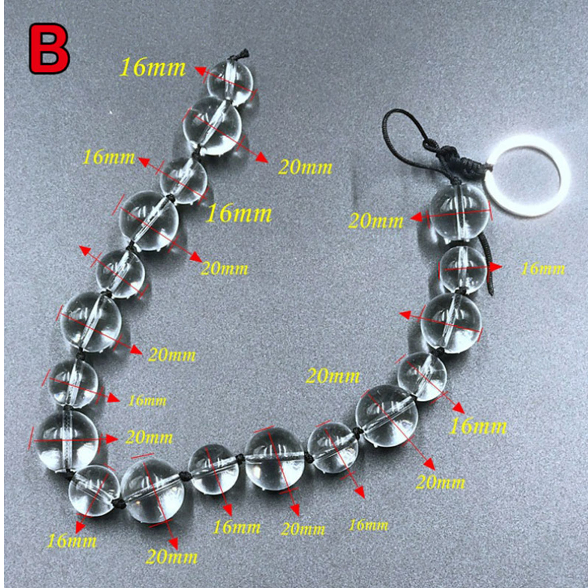 TPFSecret Glas Analkugeln Analkette für Männer und Frauen - verschiedene Länge und Durchmesser - 38 cm - 18 Kugeln - 1,6-2cm Ø von TPFSecret