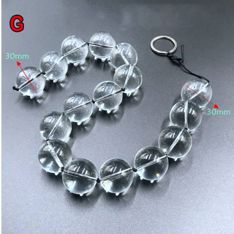 TPFSecret Glas Analkugeln Analkette für Männer und Frauen - verschiedene Länge und Durchmesser - 53 cm - 16 Kugeln - 3cm Ø von TPFSecret