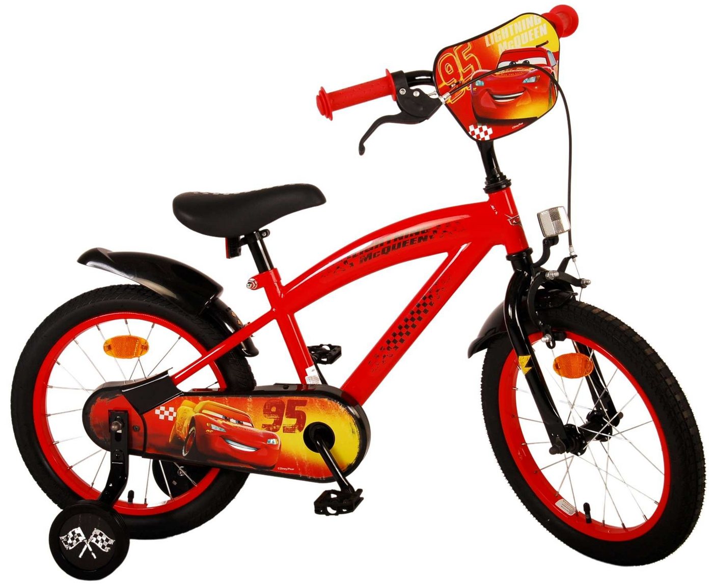 TPFSports Kinderfahrrad Disney Cars 16 Zoll Rücktritt und Handbremse, 1 Gang, (Jungsfahrrad - Jungen Kinderrad - ohne Schaltung - Sicherheitsgriffe), Kinder Jugend Fahrrad 16 Zoll - Jungsfahrrad - Rot von TPFSports