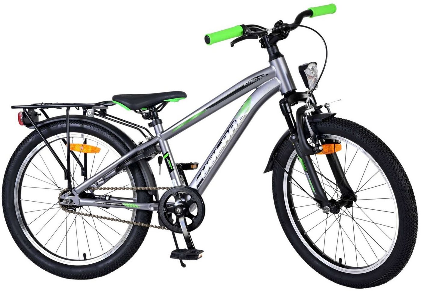 TPFSports Kinderfahrrad Volare Cross 20 Zoll mit Rücktritt und Handbremse, 1 Gang, (Jungsfahrrad - Jungen Kinderrad - ohne Schaltung - Sicherheitsgriffe), Kinderfahrrad 20 Zoll - Jugend Fahrrad - Kinder Jugend Fahrrad Grau von TPFSports