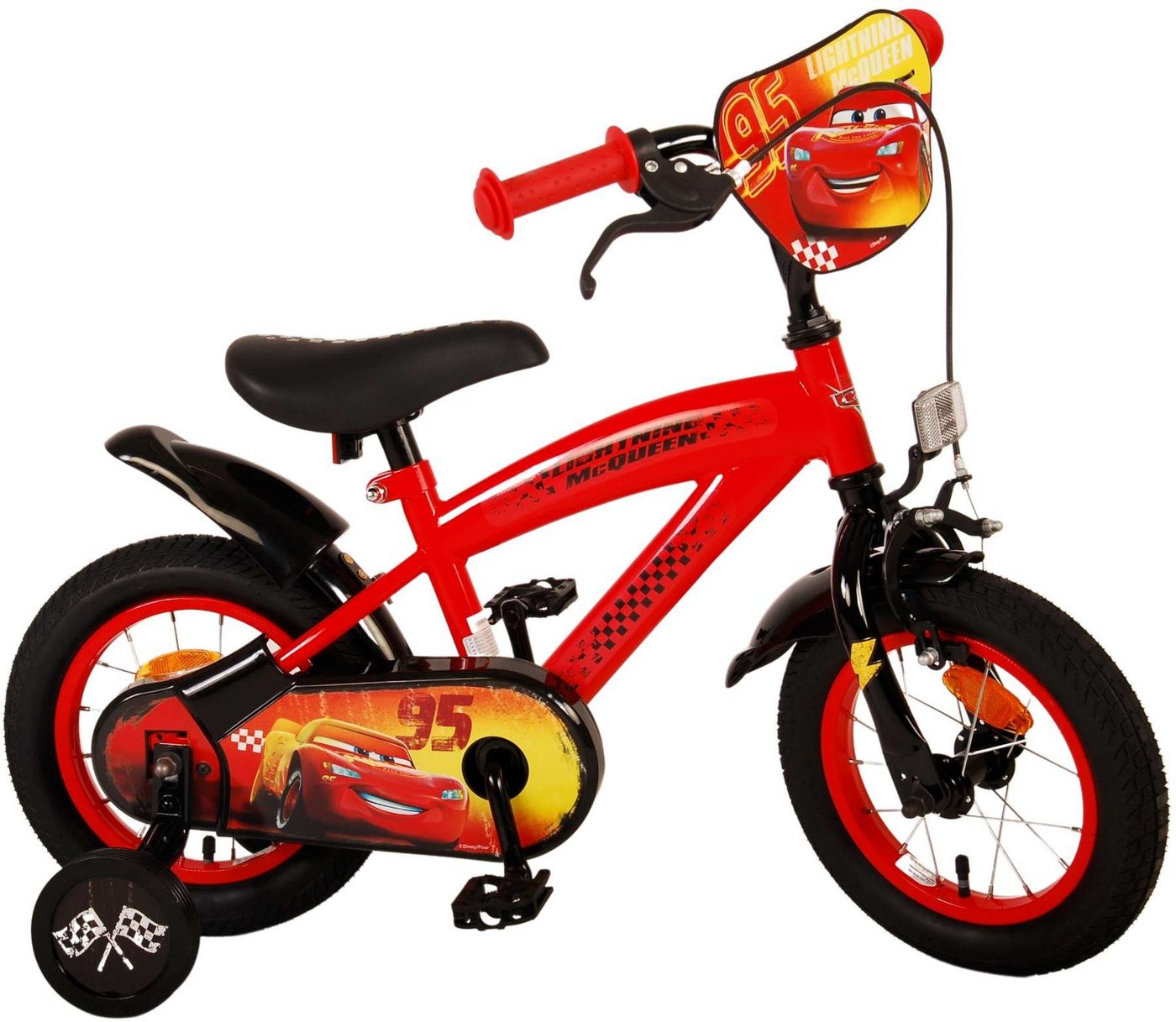 TPFSports Kinderfahrrad Disney Cars 12 Zoll, 1 Gang, (Jungs Fahrrad - Rutschfeste Sicherheitsgriffe), Kinder Fahrrad 12 Zoll mit Stützräder Laufrad Jungen Kinderrad von TPFSports