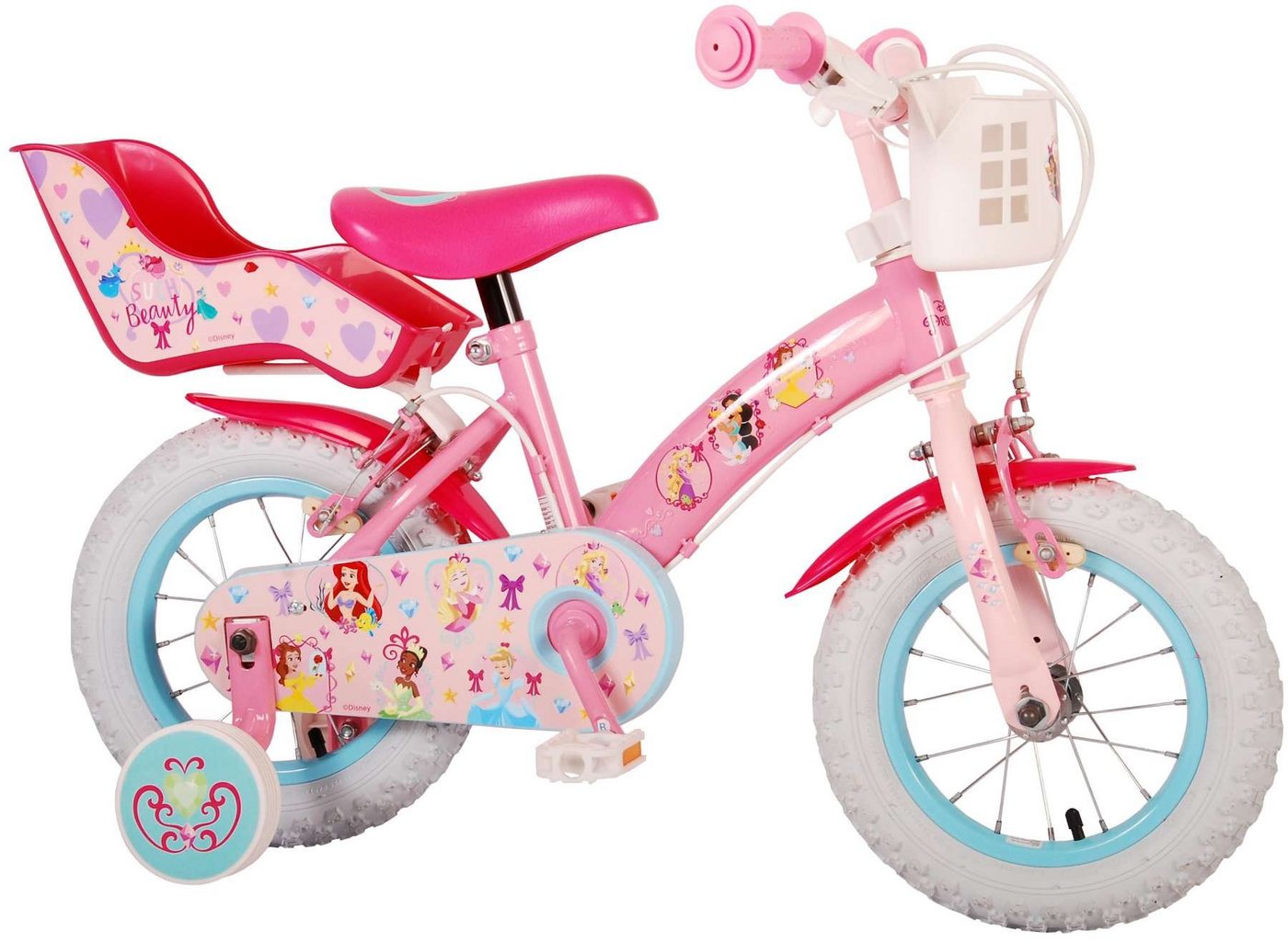 TPFSports Kinderfahrrad Disney Princess 12 Zoll mit 2 Handbremsen, 1 Gang, (Mädchen Fahrrad - Rutschfeste Sicherheitsgriffe), Kinder Fahrrad 12 Zoll mit Stützräder Laufrad Mädchen Kinderrad von TPFSports