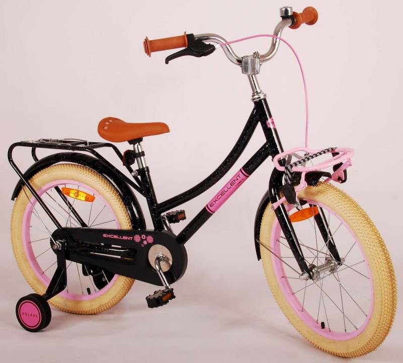 TPFSports Kinderfahrrad Volare Excellent 18 Zoll mit Rücktritt + Handbremse, 1 Gang, (Mädchen Fahrrad - Rutschfeste Sicherheitsgriffe), Kinder Fahrrad 18 Zoll mit Stützräder Laufrad Mädchen Kinderrad von TPFSports