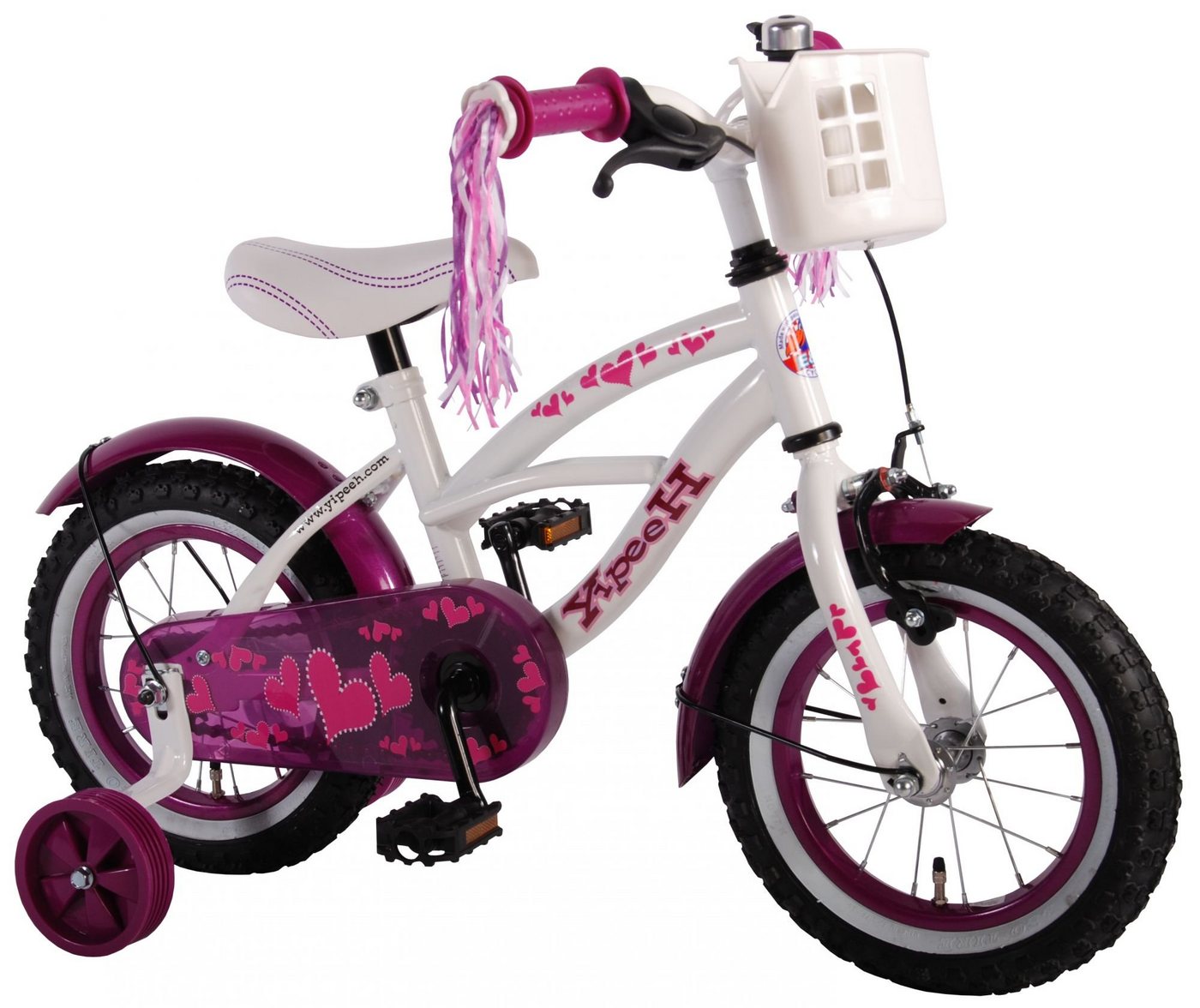 TPFSports Kinderfahrrad Volare Heart Cruiser 12 Zoll mit Rücktritt + Handbremse, 1 Gang, (Mädchen Fahrrad - Rutschfeste Sicherheitsgriffe), Kinder Fahrrad 12 Zoll mit Stützräder Laufrad Mädchen Kinderrad von TPFSports