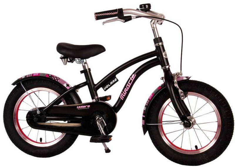 TPFSports Kinderfahrrad Volare Miracle Cruiser 14 Zoll mit Rücktritt + Handbremse, 1 Gang, (Mädchen Fahrrad - Rutschfeste Sicherheitsgriffe), Kinder Fahrrad 14 Zoll mit Ständer Laufrad Mädchen Kinderrad von TPFSports