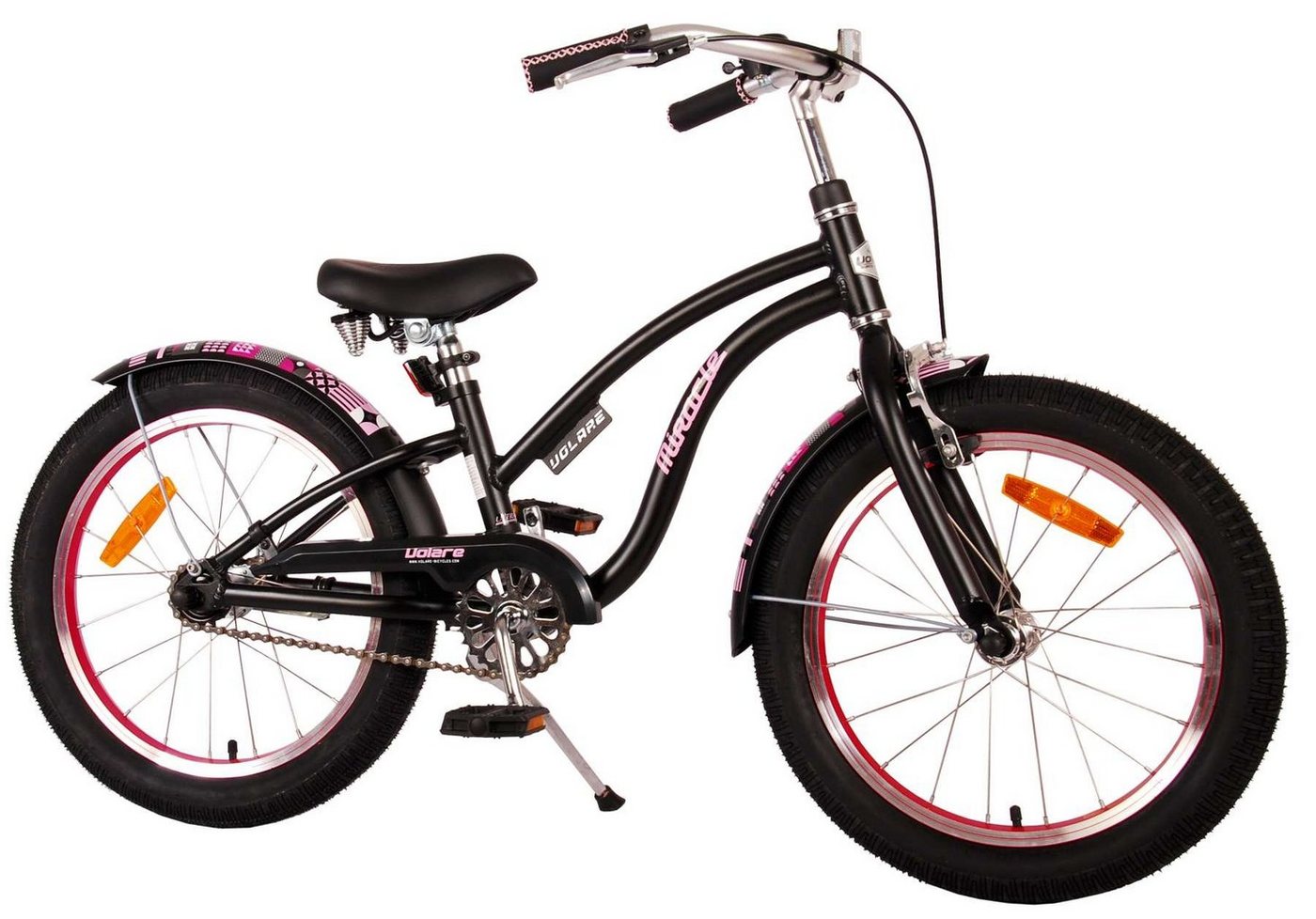 TPFSports Kinderfahrrad Volare Miracle Cruiser 18 Zoll mit Rücktritt + Handbremse, 1 Gang, (Mädchen Fahrrad - Rutschfeste Sicherheitsgriffe), Kinder Fahrrad 18 Zoll mit Ständer Laufrad Mädchen Kinderrad von TPFSports