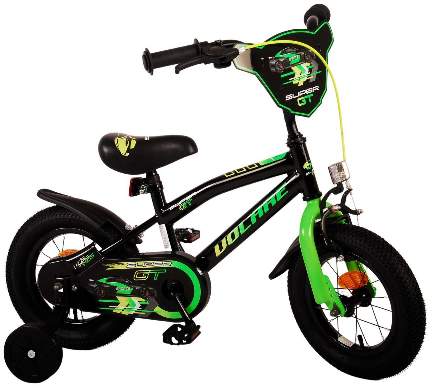 TPFSports Kinderfahrrad Volare Super GT 12 Zoll Rücktritt und Handbremse, 1 Gang, (Jungs Fahrrad - Rutschfeste Sicherheitsgriffe), Kinder Fahrrad 12 Zoll mit Stützrädern und Klingeln - Grün von TPFSports