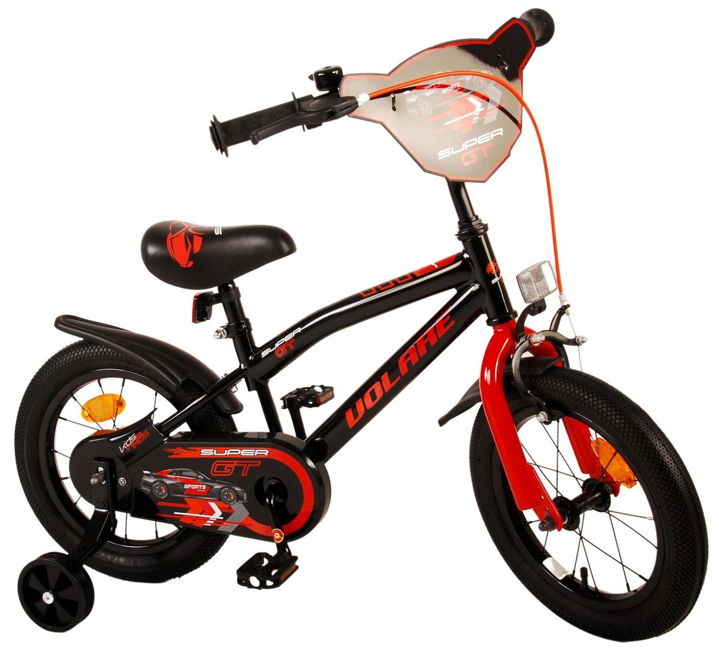 TPFSports Kinderfahrrad Volare Super GT 14 Zoll Rücktritt und Handbremse, 1 Gang, (Jungsfahrrad - Jungen Kinderrad - ohne Schaltung - Sicherheitsgriffe), Jungs Fahrrad - Kinder Fahrrad 14 Zoll mit Stützräder - Rot von TPFSports