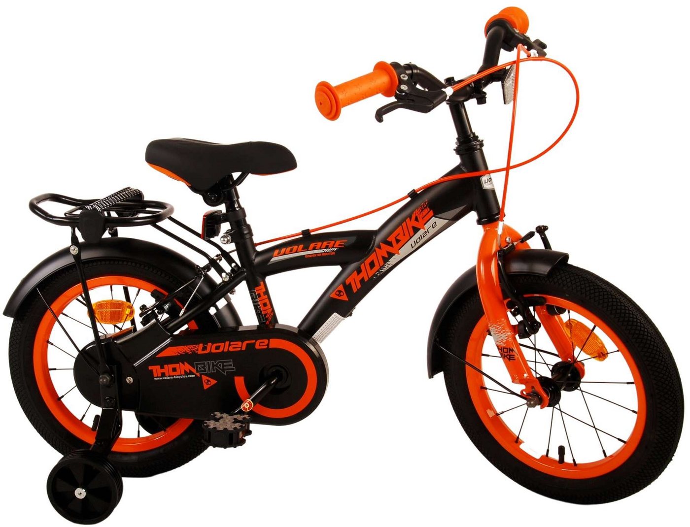 TPFSports Kinderfahrrad Volare Thombike 14 Zoll mit 2x Handbremse, 1 Gang, (Jungsfahrrad - Jungen Kinderrad - ohne Schaltung - Sicherheitsgriffe), Jungs Fahrrad - Kinder Fahrrad 14 Zoll mit Stützräder - Orange von TPFSports