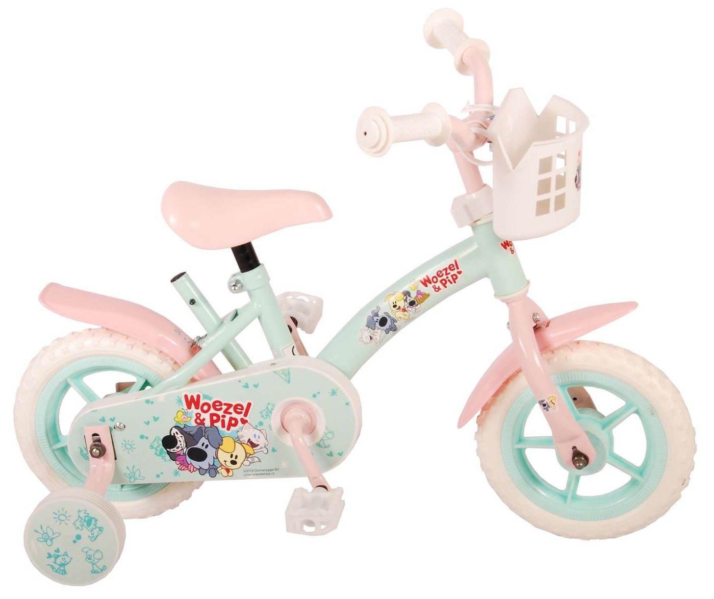 TPFSports Kinderfahrrad Volare Woezel & Pip 10 Zoll, 1 Gang, (Mädchen Fahrrad - Rutschfeste Sicherheitsgriffe), Kinder Fahrrad 10 Zoll mit Stützräder Laufrad Mädchen Kinderrad von TPFSports