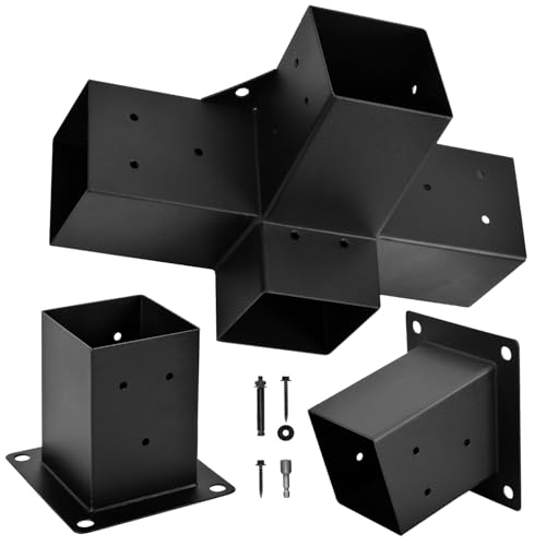 Pergola-Halterung, 15° schräge Dach-Wandhalterung, Pergola-Verlängerungshalterungs-Set, erhöhtes Holzregal für 10,2 x 10,2 cm (Innenmaße: 8,9 x 8,9 cm) – Set 3 von TPHUC