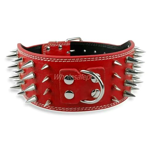TPIONEER Breites Hundehalsband aus Leder mit Spikes, große Rassen, Pitbull, Dobermann, Größen M, L, XL, 3 Zoll TPIONEER Breites Hundehalsband aus Leder mit Spikes, große Rassen, Pitbull, Dobermann, Größen M, L, XL, 3 Zoll von TPIONEER