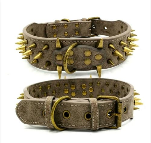 TPIONEER Cooles Hundehalsband mit Spikes und Nieten, Lederhalsbänder für Hunde, Pitbull, Bulldogge, Perro für mittelgroße und große Hunde, Boxer, Deutscher Schäferhund TPIONEER Cooles Hundehalsband mit Spikes und Nieten, Lederhalsbänder für Hunde, Pitbull, Bulldogge, Perro für mittelgroße und große Hunde, Boxer, Deutscher Schäferhund von TPIONEER