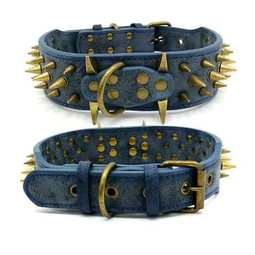 TPIONEER Hundehalsband mit Spikes und großen, scharfen Spikes (5,1 cm breit), schützt den Hals des Hundes vor Bissen, passend für Pitbull, Dobermann, Deutscher Schäferhund von TPIONEER