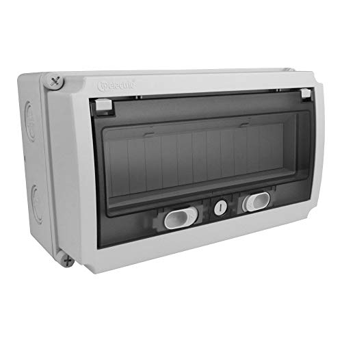 TPLAST IP66 für (1x13) Sicherungsmodule (mm) 180 x 300, Grau, Kunststoff, Wasserdicht, Transparente Abdeckung, Türschloss von TPLAST