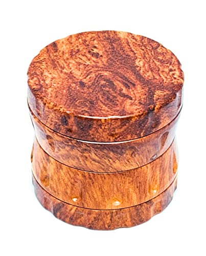 Grinder aus Kunstharz, Holzoptik, Gewürzmühle 50 mm, 4-teilig, mit Pollenauffangbehälter und Spachtel, hochwertige Aluminiumzähne, magnetischer Deckel (Dunkelbraun 50) von TPLF