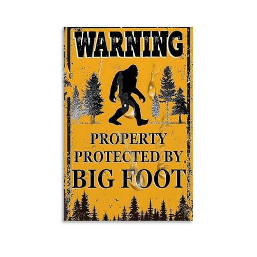 TPLLPK Bigfoo Poster mit Aufschrift "Warning Property Protected by Bigfoo", dekoratives Gemälde, Leinwand, Wandposter und Kunstdruck, moderne Familienschlafzimmer-Dekoration, Poster, 50 x 75 cm von TPLLPK