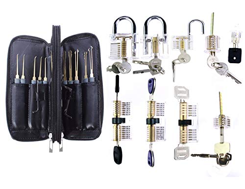 9pcs Clear Padlock for Lock Pick Practice with 24pcs Titanium Lock Picking Tool Kit,Lock Picking Training Set von TPM GO