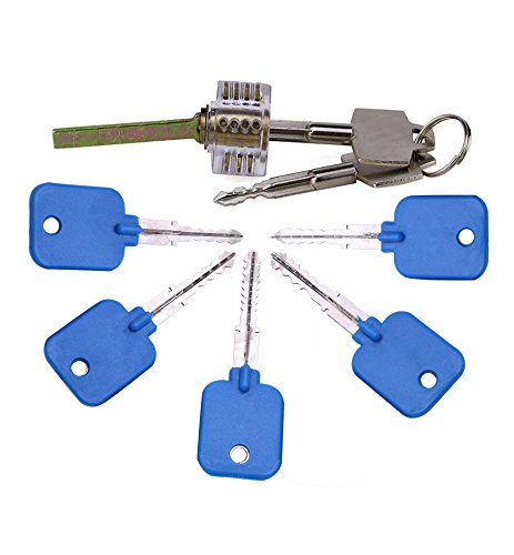 5-teiliges Kreuz-Dietrich-Werkzeug-Set mit transparentem Kreuzschloss, Master Cross Lock Key Lock Pick Training Set von TPM Go
