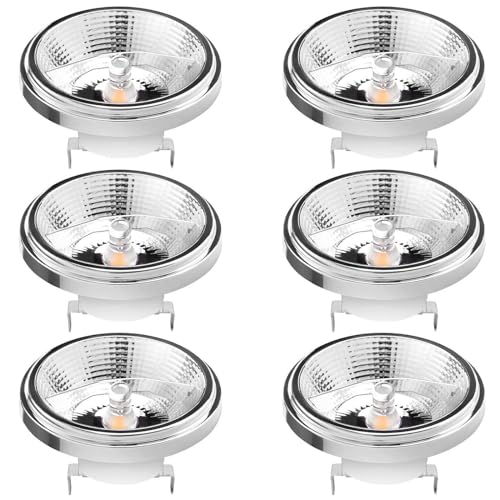 TPMAFF 6er-Pack AR111-Glühbirne, G53-Reflektor-Flutlicht, 12 Watt COB, 1200 Lumen (entspricht 100 W Halogen), AC/DC 12 V Niederspannungs-Spotlicht, Nicht dimmbar von TPMAFF