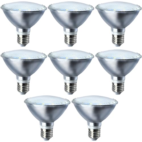 TPMAFF 8er-Pack PAR30-Flutlicht-LED-Lampen, 12 Watt, 1200 LM (75 Watt Äquivalent), dimmbarer Lampenstrahler, 10% - 100% Helligkeitseinstellung, E27-Sockel, Par30-LED-Glühbirne mit kurzem Hals von TPMAFF