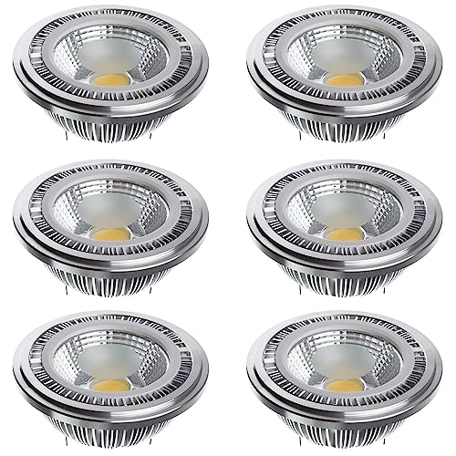 TPMAFF AR111 G53 LED-Reflektorlampe, 15 Watt, COB, 1500 Lumen (entspricht 120 W ES111), 60° Abstrahlwinkel, Strahler, AC 85 V–265 V, Nicht dimmbar (6 Stück) von TPMAFF