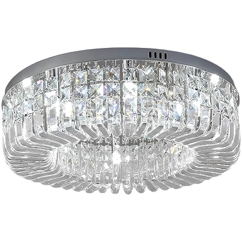 TPMAFF Kristall-Deckenleuchte, Edelstahlspiegel und K9-Kristall, Moderne Deckenleuchte, Unterputz-Deckenleuchte für Schlafzimmer, Wohnzimmer von TPMAFF