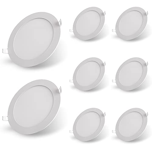 TPMAFF LED Einbau-Downlights,Runde Form Aluminiumring LED Einbaustrahler,12W 15W 18W 24W Deckeneinbauleuchte,3000K/5000K,Extraflach 10mm Tiefe,Inklusive Transformator,Pack ×8 von TPMAFF