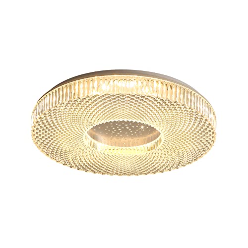 TPMAFF Leichte Luxus-LED-Deckenleuchte, Halbeinbau-Deckenleuchten, Runder Gypsophila-Schirm, 3-Farben-Wechsellicht-Deckenleuchte Wohnzimmer, Schlafzimmer von TPMAFF