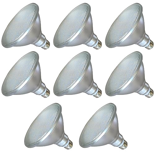 TPMAFF PAR38 Flutlicht-LED-Leuchtmittel, 18 Watt, dimmbare Glühbirne (150 Watt Äquivalent), 1800 Lumen Strahler, AC 220 V–240 V, E27-Sockel, 10%–100% Helligkeitseinstellung (8 Stück) von TPMAFF