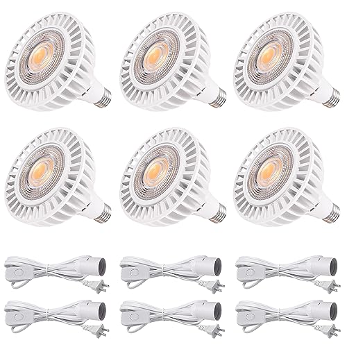 TPMAFF PAR38 LED-Wachstumslicht mit einsteckbarem Aufhängekabel, 40-Watt-COB-Vollspektrum-Pflanzenglühbirne (300-Watt-Äquivalent), Wachstumslampe für den Samenstart im Innengewächshaus (6er-Pack) von TPMAFF
