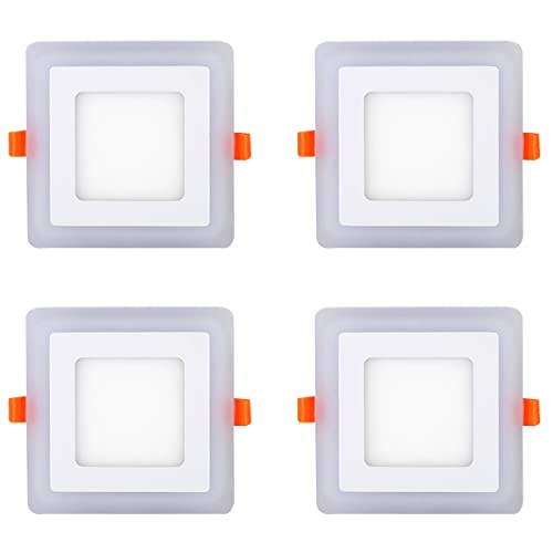 TPMAFF TPMAF Deckeneinbauleuchte, 4er-Pack LED-Panel-Downlight, 6 W 6000 K (Tageslicht) Plus 3 W RGB-Blende, für Zuhause, gewerbliche Unterhaltungsbeleuchtung, mit Treiber von TPMAFF