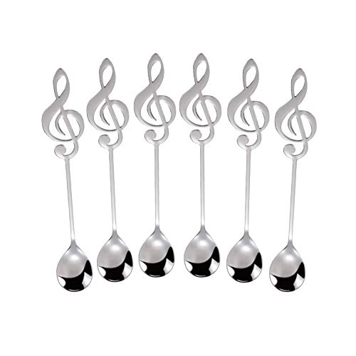 18/10 Edelstahl, kleine Löffel für Kaffee, Eis Dessert, Tee Musiknote 6er-Set Silber, Musiknoten-Griff Design 18/10 Edelstahl, kleine Löffel für Kaffee, Eis Dessert, Tee Musiknote 6er-Set Silber, Musiknoten-Griff Design von TPOHH