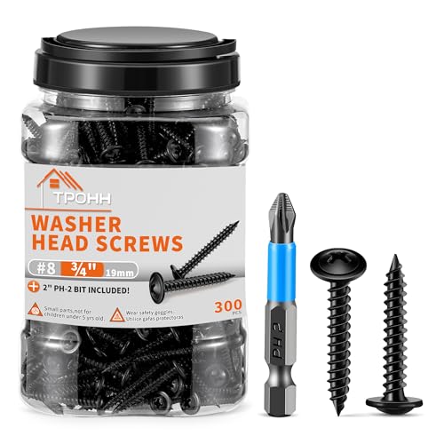 TPOHH Holzschrauben Vollgewinde Flachkopf mit Scheibe Universalschraube Ø 4.2 x 19 mm PH-Antrieb Schwarz Beschichtet Kreuzschlitzschrauben Blechschrauben Spanplattenschrauben 300 Stück TPOHH Holzschrauben Vollgewinde Flachkopf mit Scheibe Universalschraube Ø 4.2 x 19 mm PH-Antrieb Schwarz Beschichtet Kreuzschlitzschrauben Blechschrauben Spanplattenschrauben 300 Stück von TPOHH