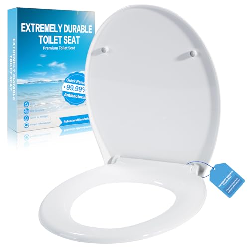 Toilettendeckel mit Absenkautomatik,WC Sitz Quick Release Funktion und Softclose - Einfache Montage Klodeckel aus Upgradeplast Toilettensitz,Antibakteriell,bis 250 kg, Abnehmbar,Klobrille Oval Toilettendeckel mit Absenkautomatik,WC Sitz Quick Release Funktion und Softclose - Einfache Montage Klodeckel aus Upgradeplast Toilettensitz,Antibakteriell,bis 250 kg, Abnehmbar,Klobrille Oval von TPSOJJY
