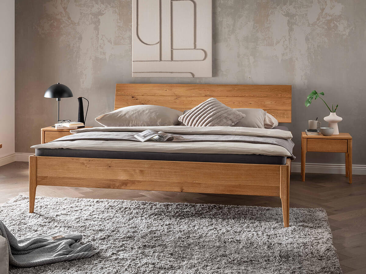 TPT Massivholzbett Meran Wildeiche Holzkopfteil 180 x 220 cm von TPT Möbel