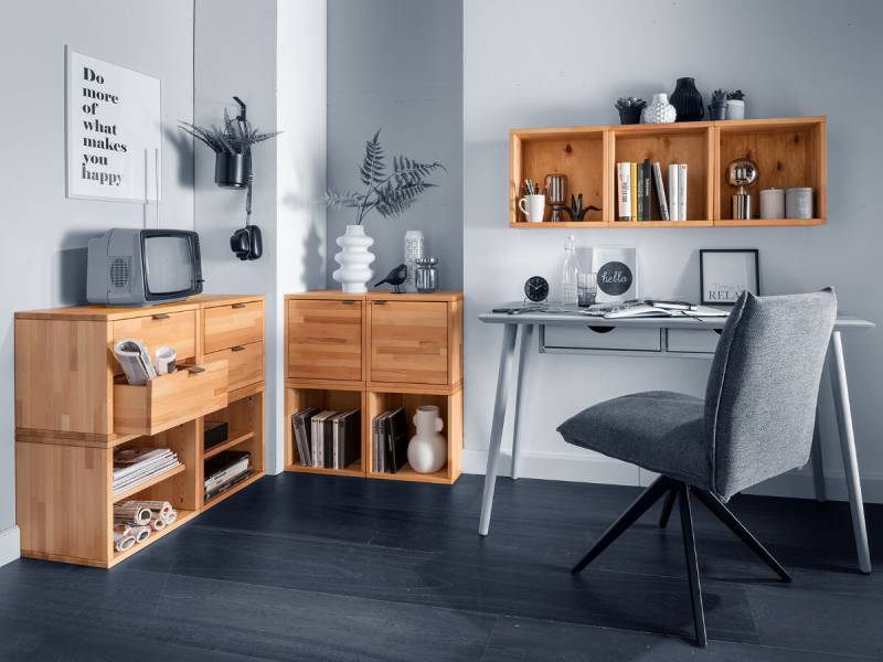 TPT Systemwürfel Marco Wildeiche 20 cm mit Fuß-Set mit Holztür mit Einlegeboden ohne Schuladen-Set von TPT Möbel