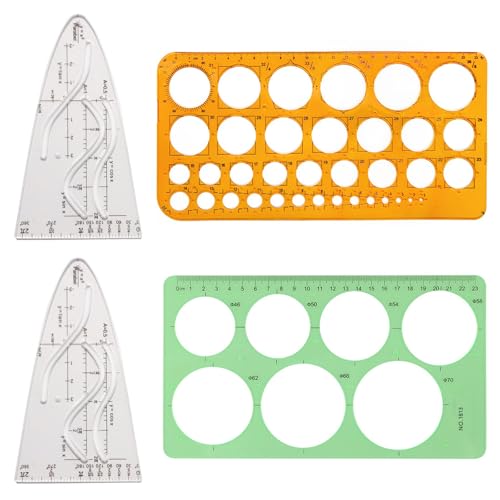 TPTGIAR 2 Stück Parabelschablone Mathe, 2 Kreisschablone, Multifunktionales Schablone Circle, Wiederverwendbares Schablonen Geometrie Set aus Kunststoff, für Lehrer Studenten und Grafikdesigner von TPTGIAR
