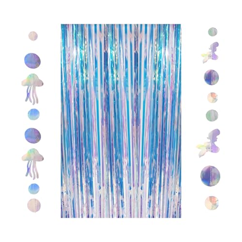 TPTGIAR Ocean Series Lametta Vorhang, Bunter Glitzervorhang, 1m X 2m Glitzer Vorhang Geburtstagsdeko, Meerjungfrau Deko Geburtstag mit Quallen- und Meerjungfrauenfransen für Party Deko TPTGIAR Ocean Series Lametta Vorhang, Bunter Glitzervorhang, 1m X 2m Glitzer Vorhang Geburtstagsdeko, Meerjungfrau Deko Geburtstag mit Quallen- und Meerjungfrauenfransen für Party Deko von TPTGIAR