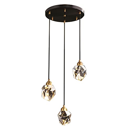 TPWEWRX K9 Kristallglas Pendelleuchte Armaturen Modernes Messing Kronleuchter Decke hängende Licht Art Deco Pendelleuchte für Kücheninsel Wohnzimmer Schlafzimmer (Black,3-Light A) von TPWEWRX