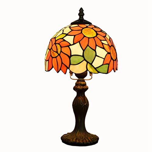 TPWEWRX 8 Zoll Tiffany Stile Ländliche Sonnenblumen Tischlampen E27 Klassische europäische Buntglas Lampenschirm Schreibtischleuchten Kreative Nachttischlampe Dekor Pastorale Licht für Schlafzimmer von TPWEWRX