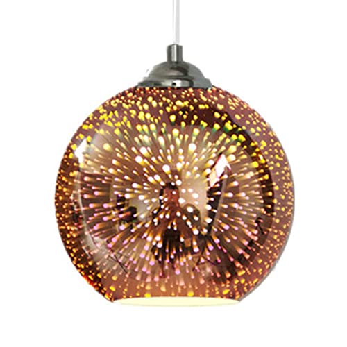 TPWEWRX Bunte 3D Glas Pendelleuchte E27 Runder Lampenschirm Nordic Fireworks Leuchte Moderne Multicolor Deckenleuchten Hängelampen Höhenverstellbar für Wohnzimmer Esszimmer (Bronze,7.8in) von TPWEWRX