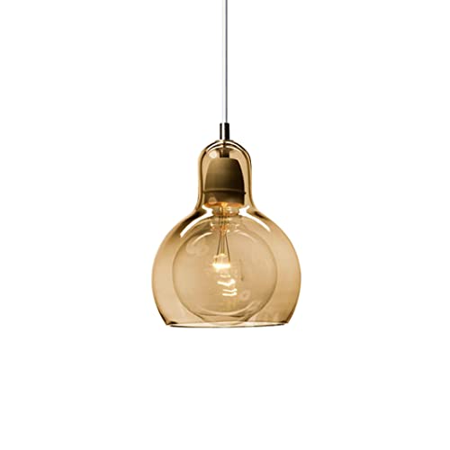 TPWEWRX Große Birnenform Glaspendelleuchten E27 Nordic moderner Glaslampenschirm Kronleuchter Deckenleuchten Art-Deco-Lampe Hängelampen Leuchte für Veranda Kücheninsel Schlafzimmer (Amber,18cm) von TPWEWRX