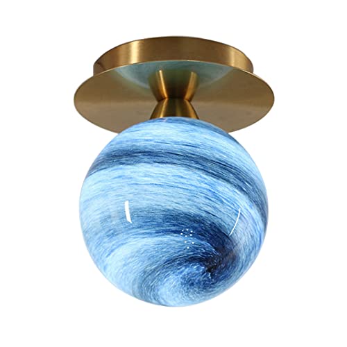 TPWEWRX Modern Planet Deckenleuchte Glaskugelschirm halbbündig montierte Kugel Deckenlampe in der Nähe der Deckenleuchte für Kinderzimmer Spielzeugzimmer Schlafzimmer Wohnzimmer Flur (Blue) von TPWEWRX