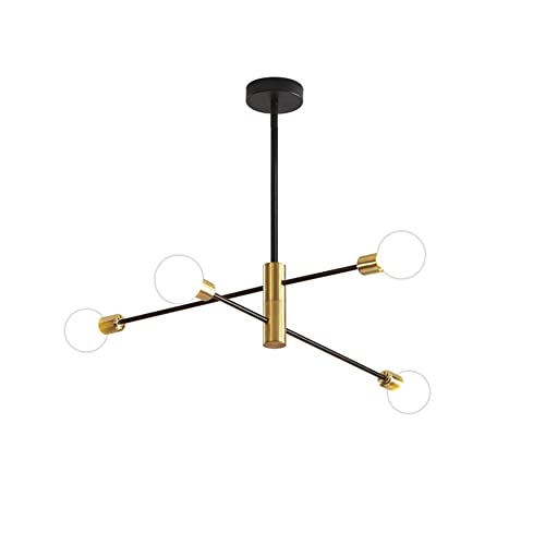 TPWEWRX Modern Sputnik Kronleuchter Gold Deckenleuchte Semi Flush Mount Deckenleuchte Pendelleuchte Mitte des Jahrhunderts Leuchte Wohnzimmer für Wohnzimmer Schlafzimmer Esszimmer (4-Light) von TPWEWRX