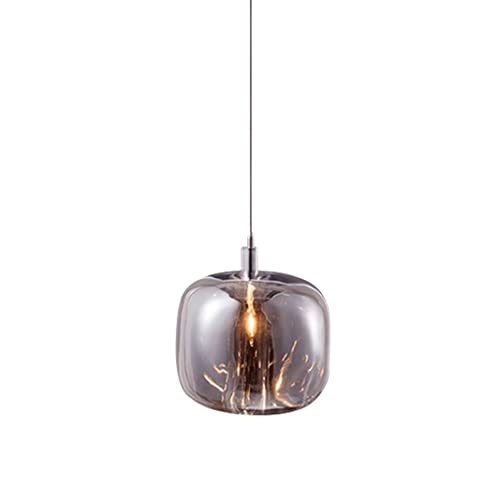 TPWEWRX Moderne Glas Pendelleuchten Kürbisform Glas Lampenschirm Decken Hängeleuchte Art Deco Pendelleuchte Kronleuchter Pendelbeleuchtung für Kücheninsel Wohnzimmer (Smoke grey,1-Light) von TPWEWRX